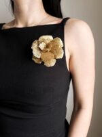 BC210126001 - Handmade Beading Rose Brooch - Gold