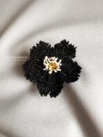 BC22012609 - Handmade Flower Beading Brooch - Black
