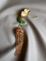 BC060226004 - Handmade Jade Brooch with Gold Ginko