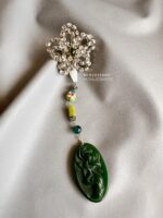 BC020226001 - Handmade Flower Diamond Jade Brooch