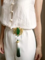 BC110226001 - Handmade Jade Brooch with Tassel - Image 2
