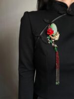 BC120226002 - Jade Brooch with Koi Gold - Image 2