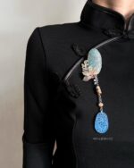 BC160226002 - Oval Blue Shine Jade Brooch - Image 2