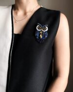 BC180226001 - Handmade Owl Brooch Mix Blue Diamond - Image 2