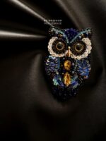 BC180226001 - Handmade Owl Brooch Mix Blue Diamond