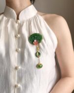 BC160226001 - Jade Brooch With Tassle - Image 2