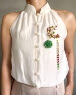 BC260226002 - Golden KOI With Flower Lotus Jade Brooch - Image 2