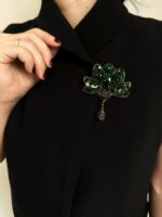 BC270226002 - Emerald Lotus Beading Brooch - Image 2