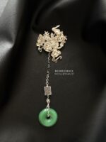 BC280226002 - Silver Jade Brooch with Tussle