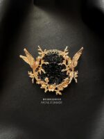BC280226003 - Jade Brooch Black with gold phoenix