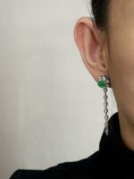 ER280226002 - Jade Earring With Diamond - Image 2