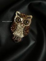 BC180226001 - Handmade Owl Brooch Mix Blue Diamond - Image 3