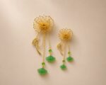 BC110226004 - Dandelion Brooch With Jade Chain - Gold