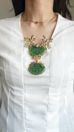 BC120326001 - 2 layers Jade Brooch With Gold Plated - Image 2