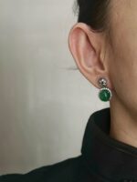 ER060326001 - Jade Earring With Star Diamond - Image 2