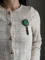 BC100326002- Scarlet Oval Brooch with Tassel - Image 5