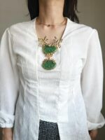 BC120326001 - 2 layers Jade Brooch With Gold Plated - Image 2