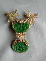 BC120326001 - 2 layers Jade Brooch With Gold Plated