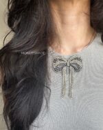 BC108354 - Diamond Bow Beading Brooch - Image 3