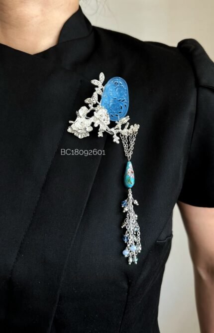 Blue Jade Floral Brooch - BC18092601