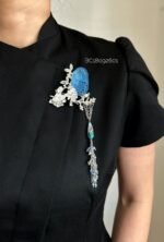 Blue Jade Floral Brooch - BC18092601 - Image 3
