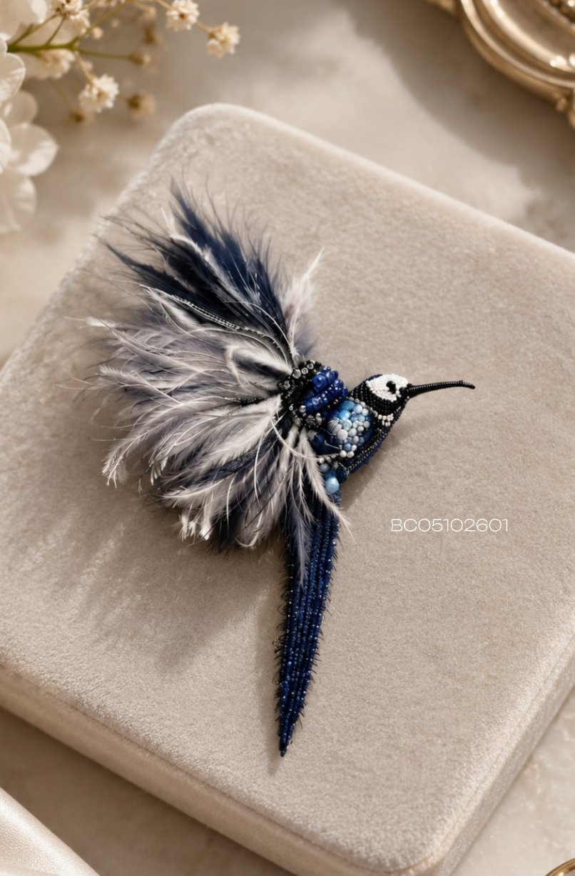 dog BC05102601 - Midnight Blue Bird Brooch - Image 1